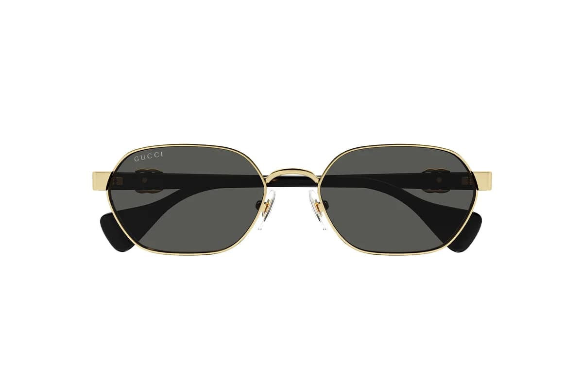 Occhiali da sole Gucci GG1593S 001 gold black grey geometrici - Main Image