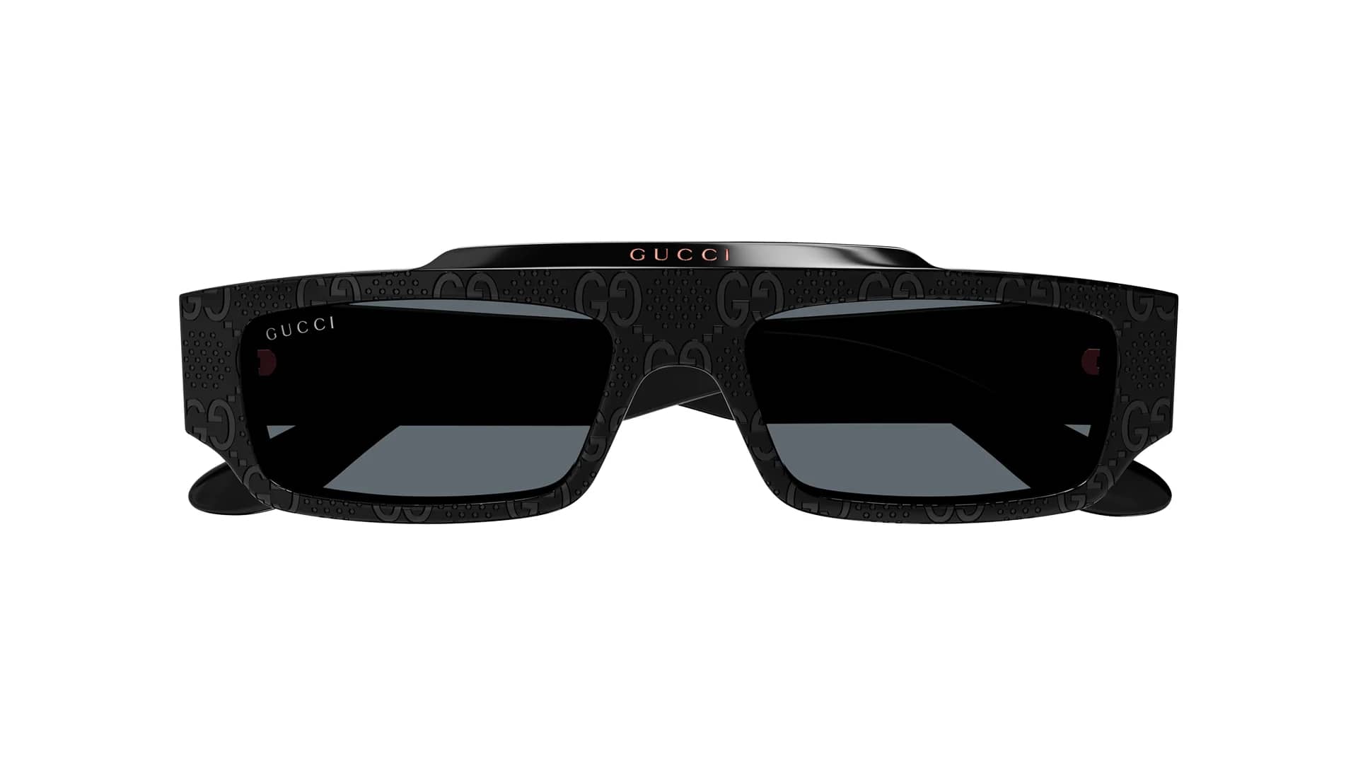 Occhiale da sole rettangolare nero Gucci