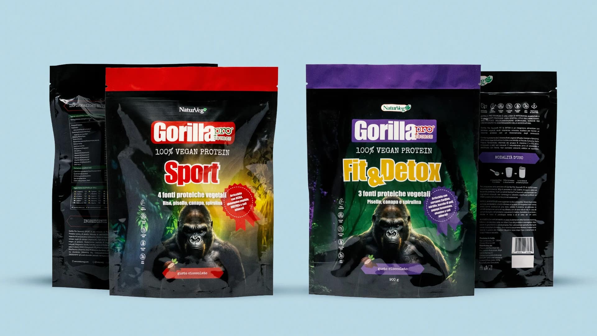 Multi-subject food packaging in a flexible bag to enhance each line of vegan products