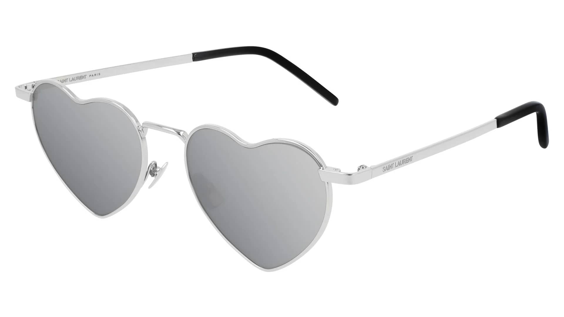 Ochhiali da sole a forma di cuore Saint Laurent Loulou con montatura metallica e lenti grigie 