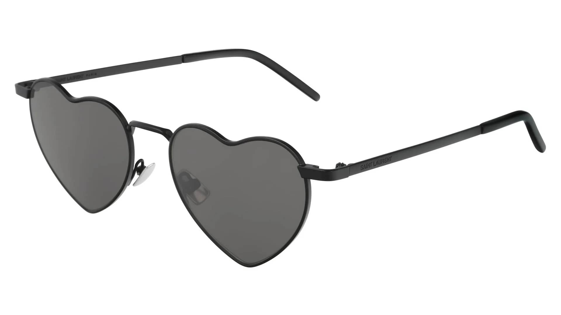 Occhiali da sole a forma di cuore Saint Laurent con montatura metallica total black